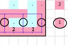 Pattern chart for row 1a (front) with markings