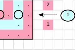 Pattern chart for row 1b with markings