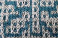 Regulier tricot mozaïek breiwerk detail