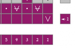 Row 1 with knitting symbols